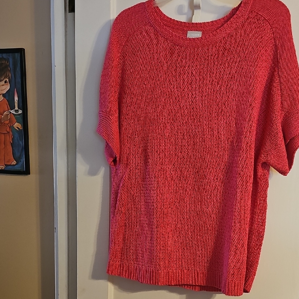 Chico's Vibrant Pink Crew Neck Sweater